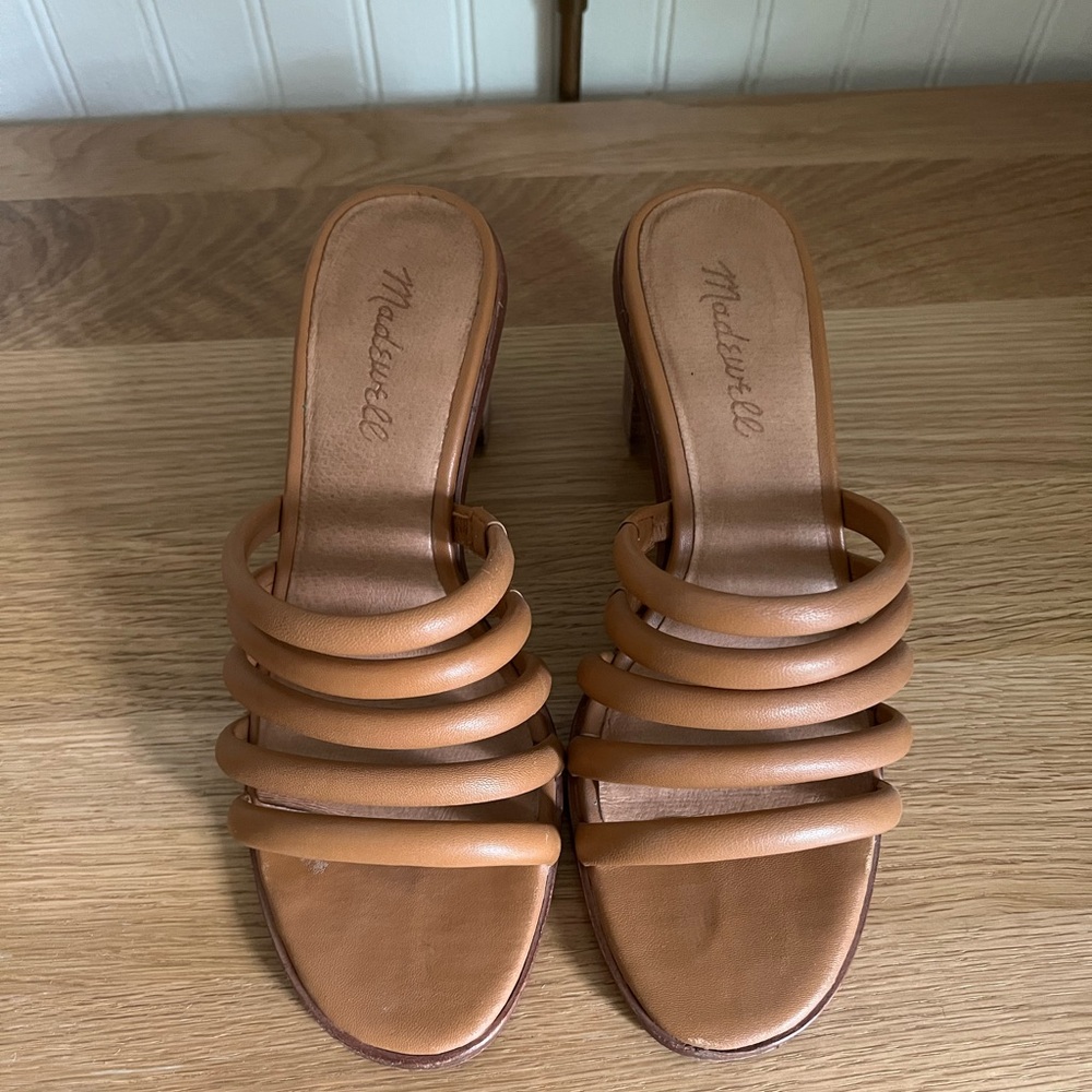 Madewell Tan Heeled Sandals Mules